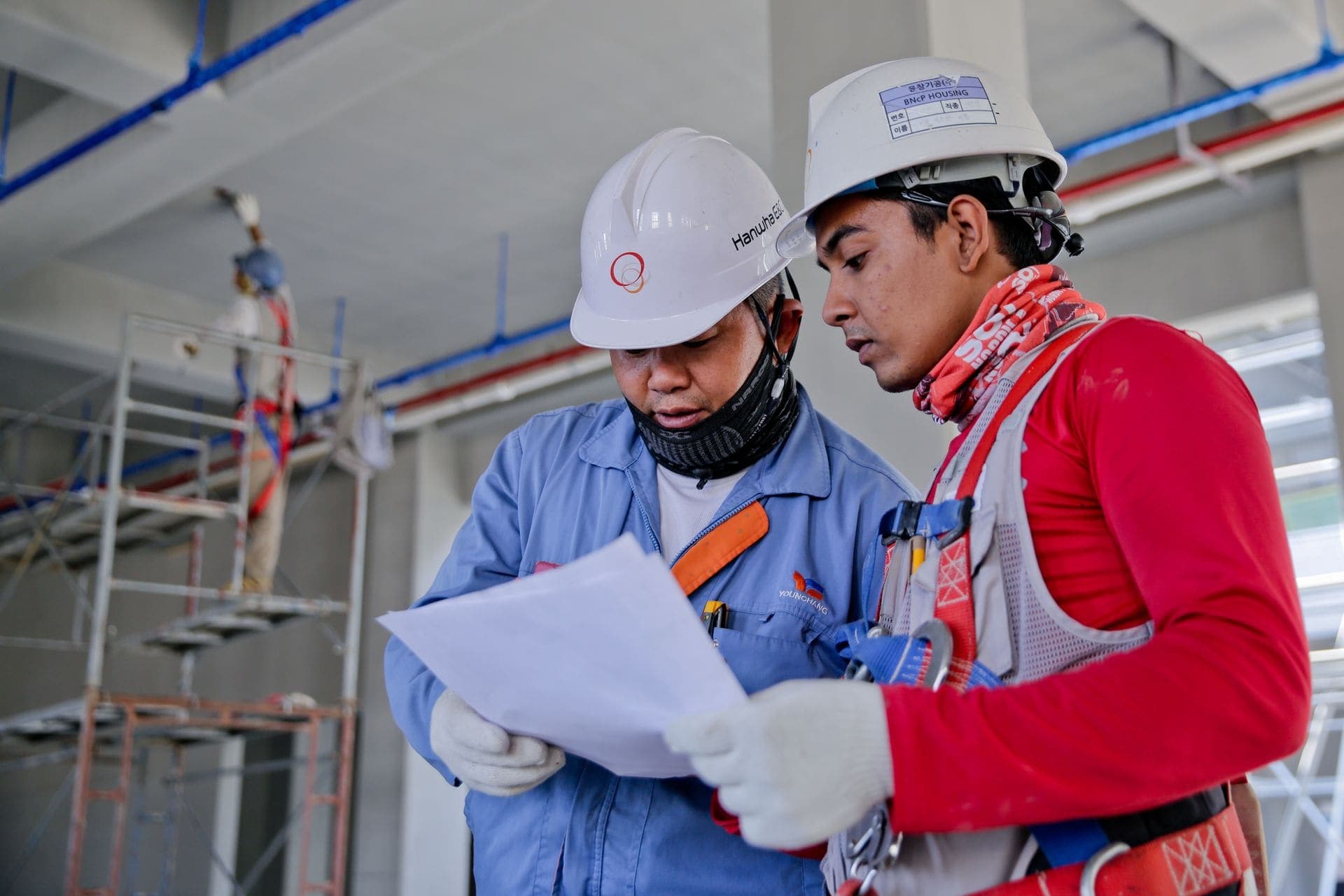 Construction site and workers